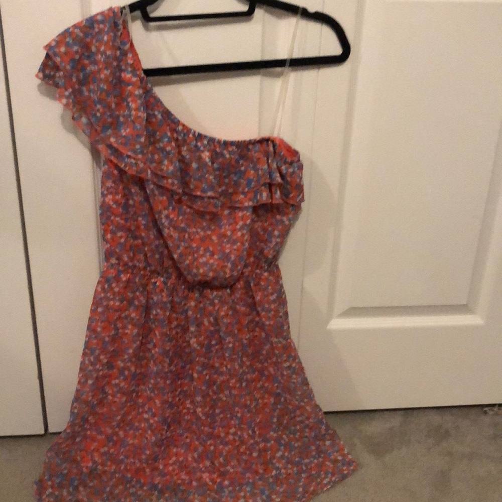 One shoulder flower sun dress